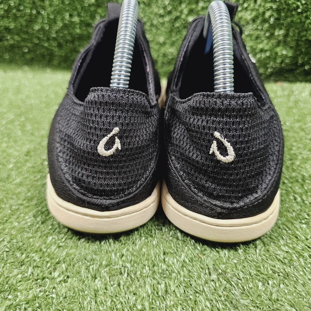 Olukai Nohea Moku Black Mesh Drop Heel Slip On Casual Sneakers Mens Size 8